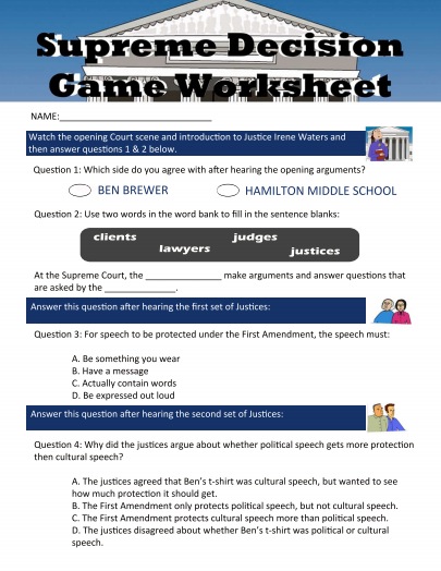 Social Studies game worksheet!