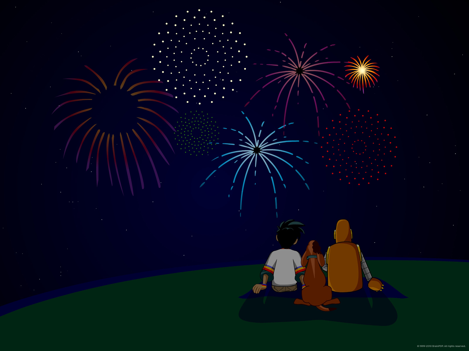Moby and Ben Fireworks Wallpaper