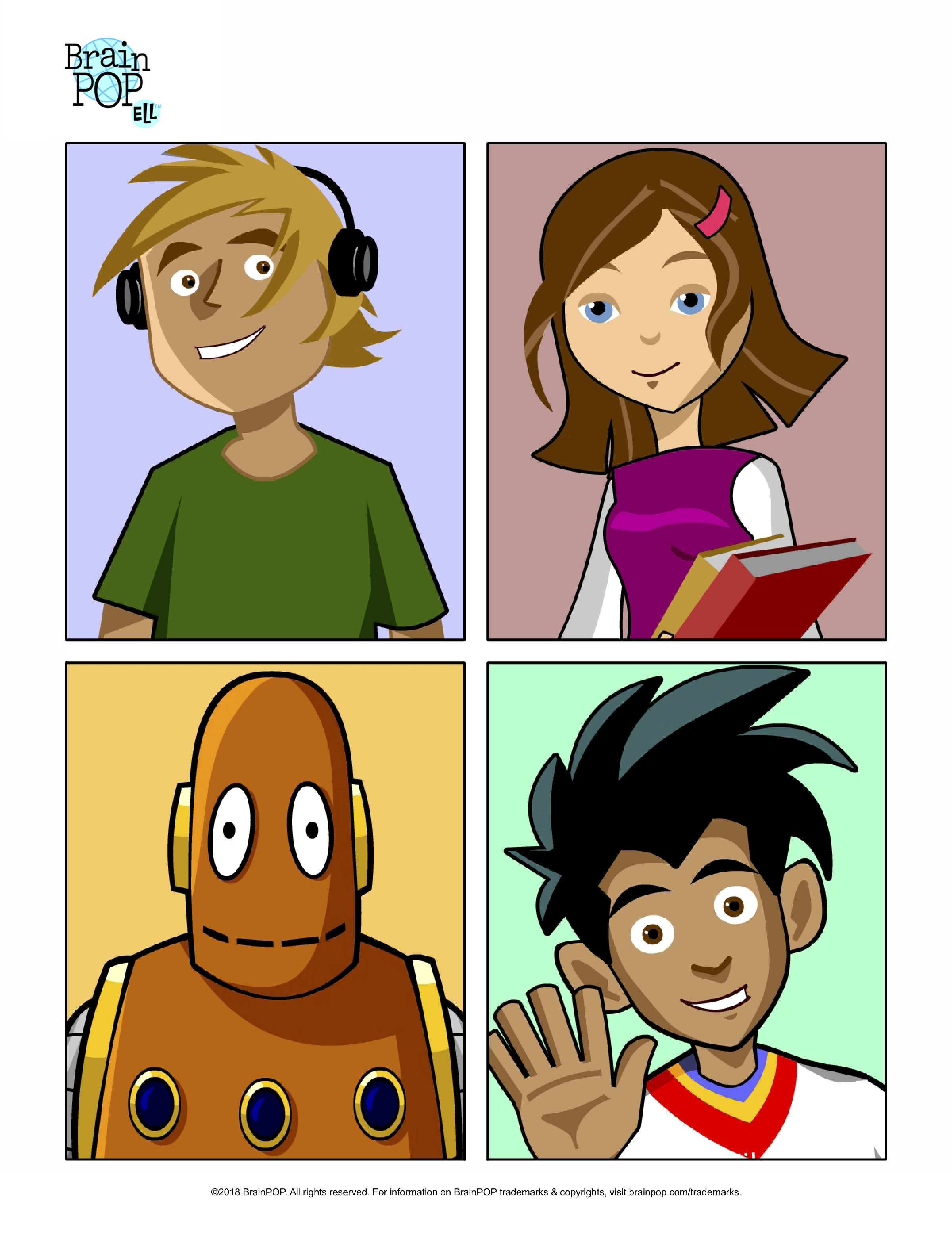 The Four BrainPOP ELL Characters
