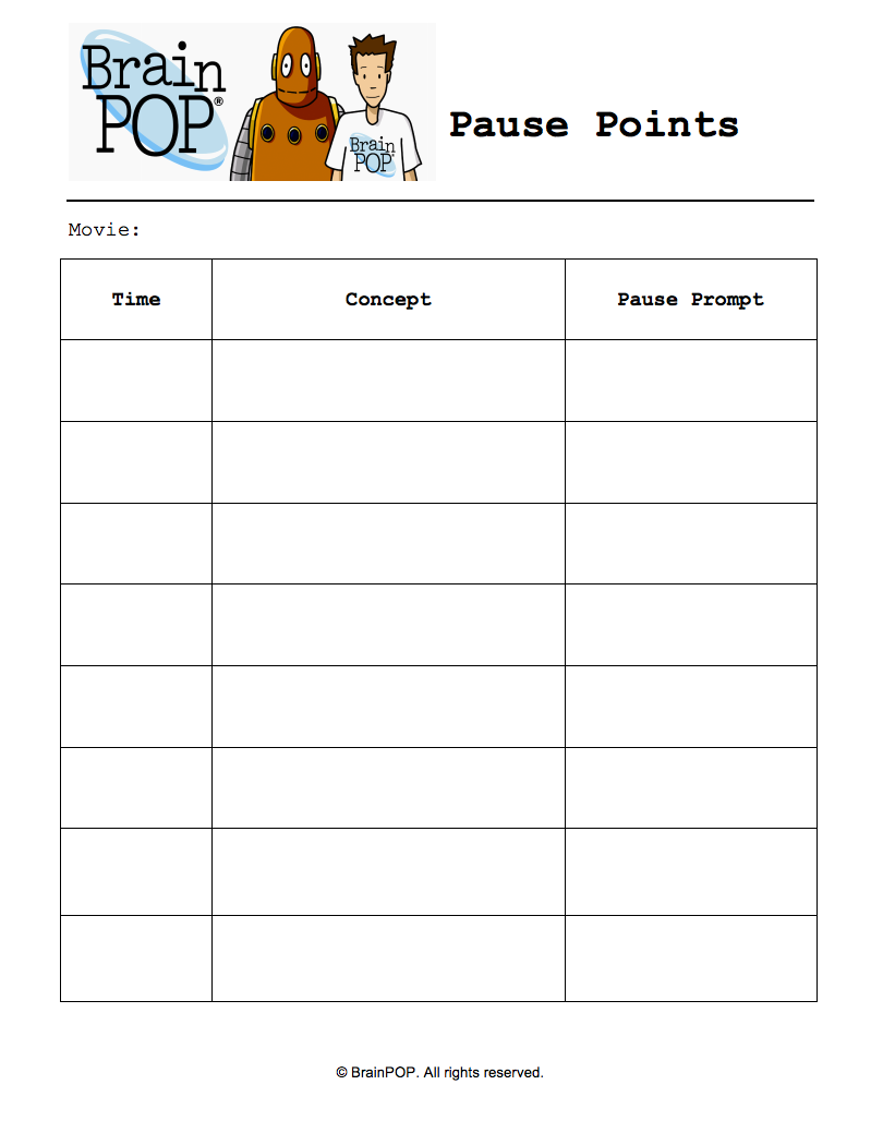 Pause Points Graphic Organizer