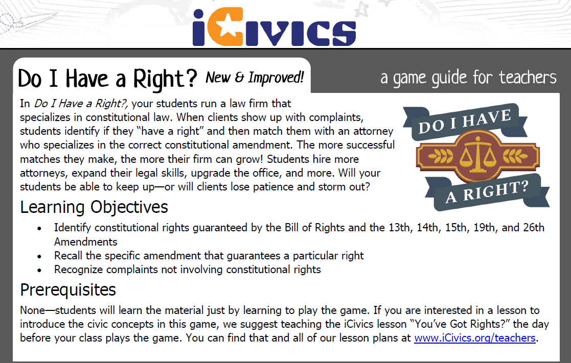 Do I Have a Right? Game Guide