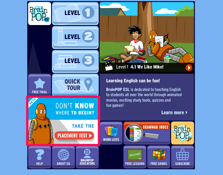 ELL Homepage Placement Test