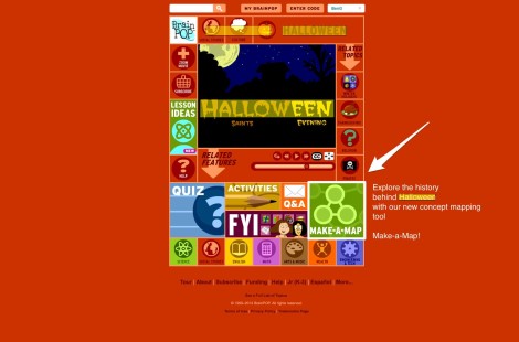 highlighted make-a-map on Halloween BrainPOP page