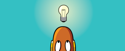 Moby's head with a lightbulb above it
