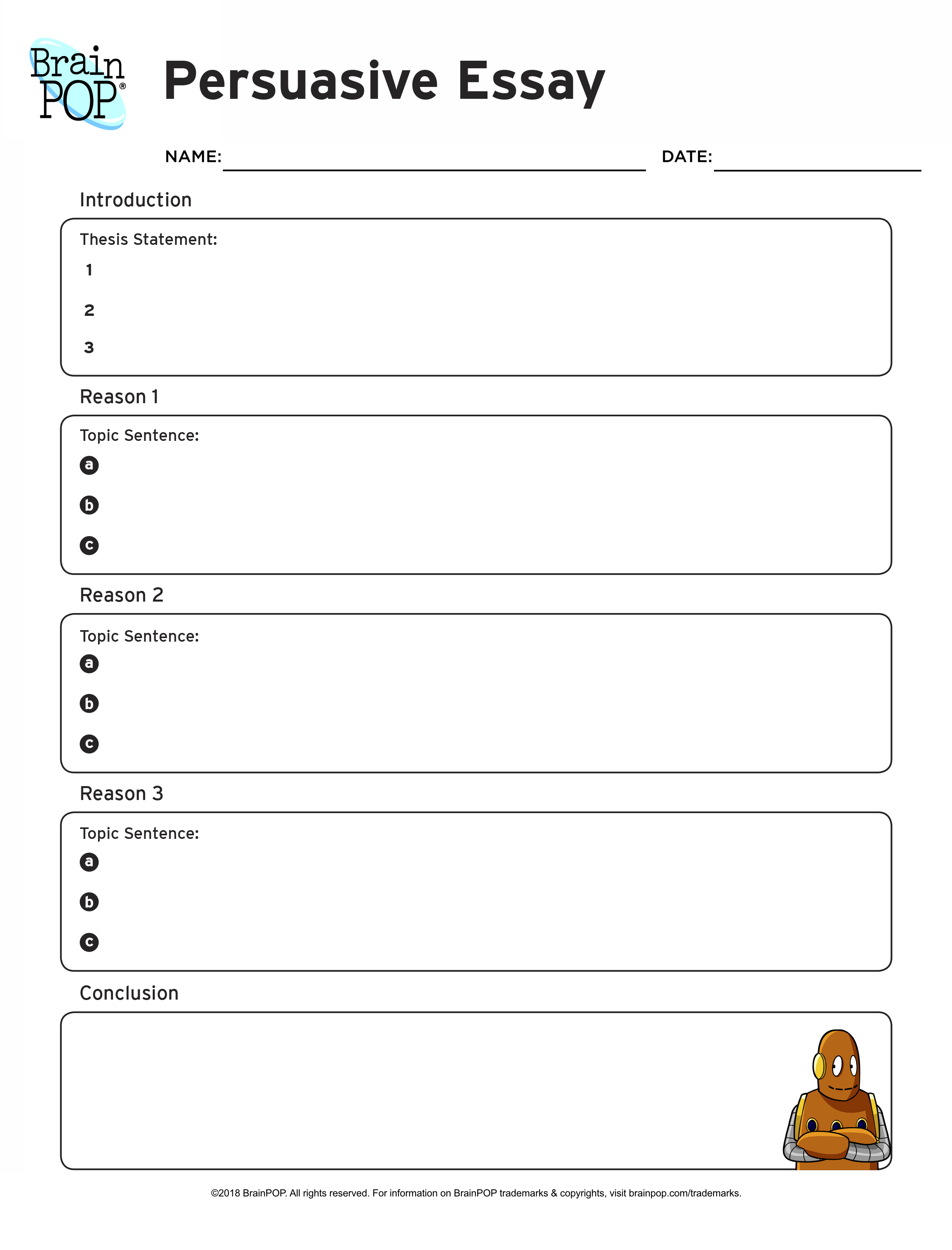 Paragraph Essay Graphic Organizer Printable