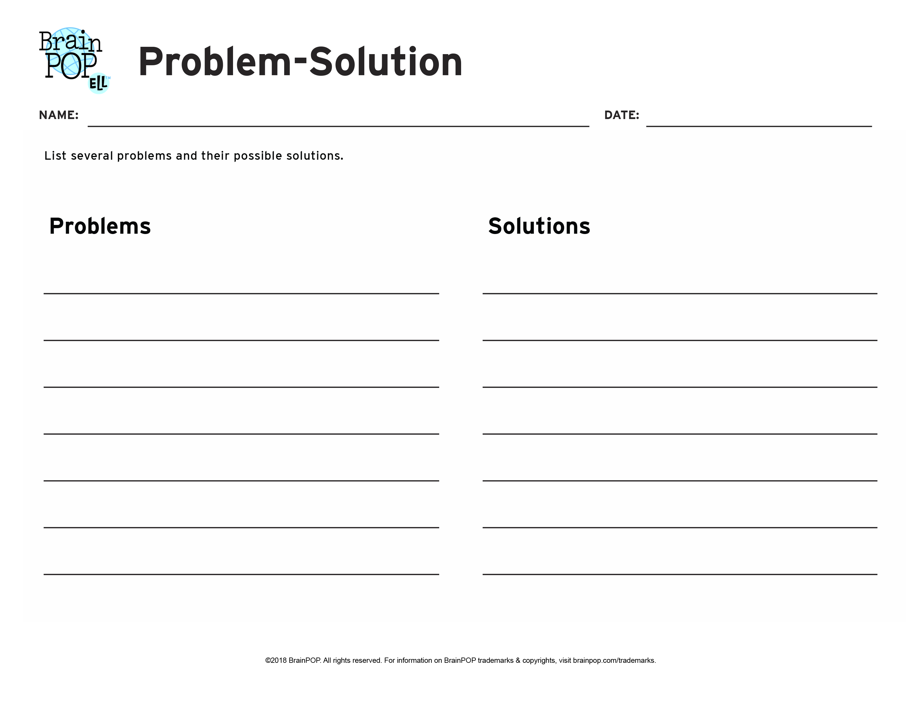 Problem Solution Graphic Organizer