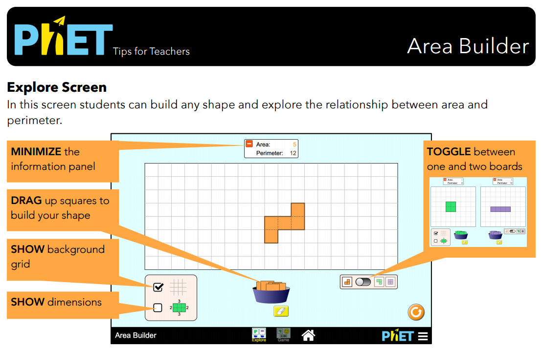 Area Builder Simulation Overview for Teachers