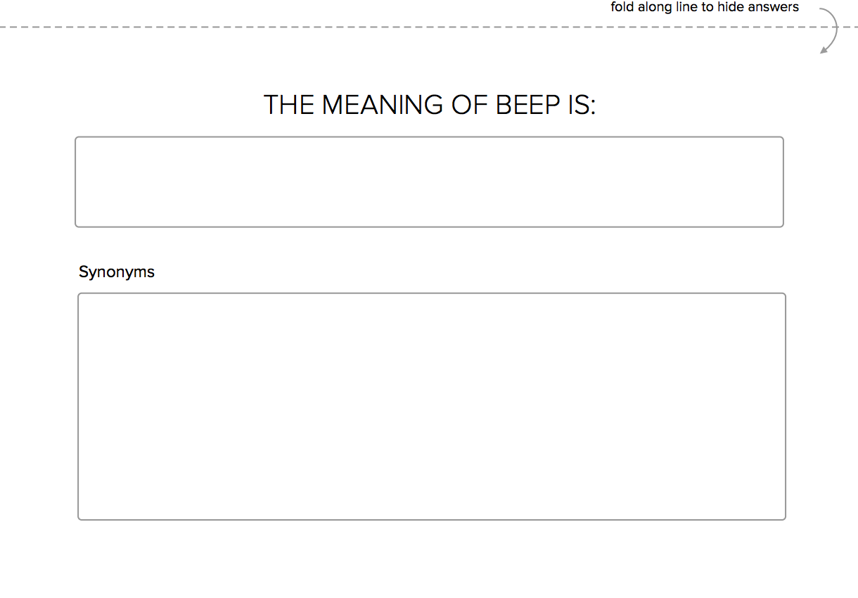 Design Your Own Meaning of Beep Game