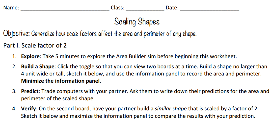 Scaling Shapes Activity Page
