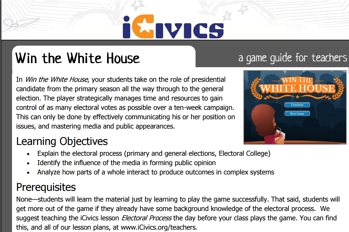 Win the White House Game Guide