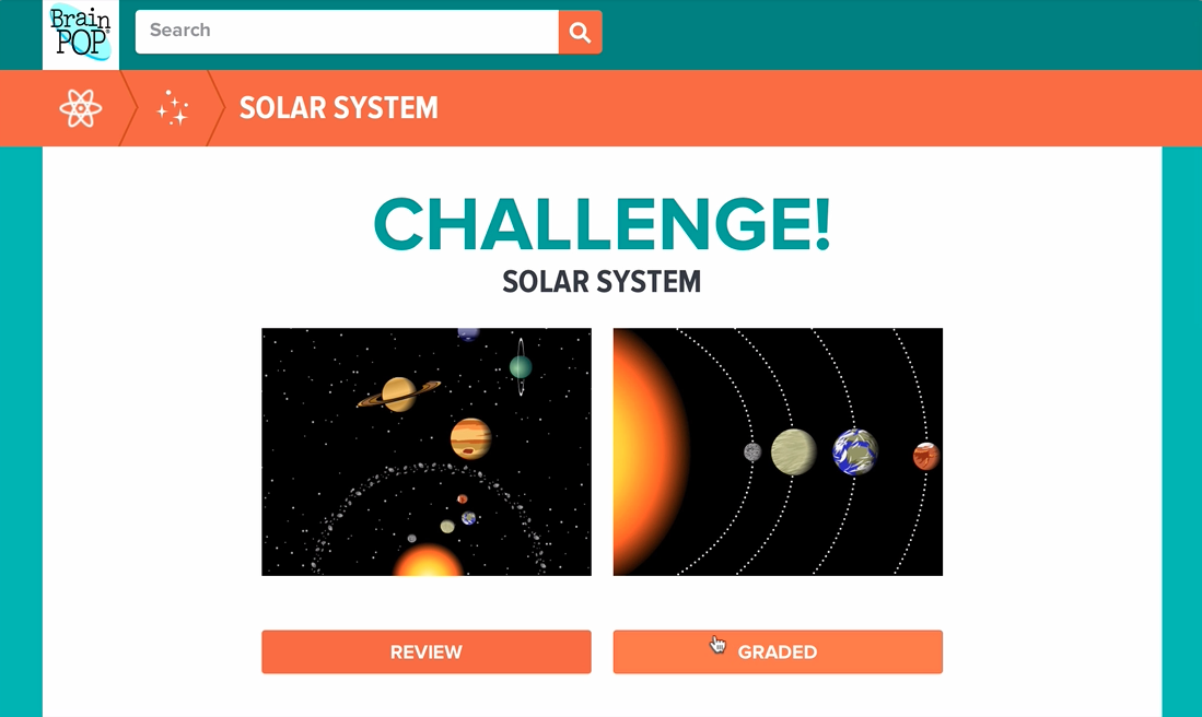 Challenge launch page Solar System