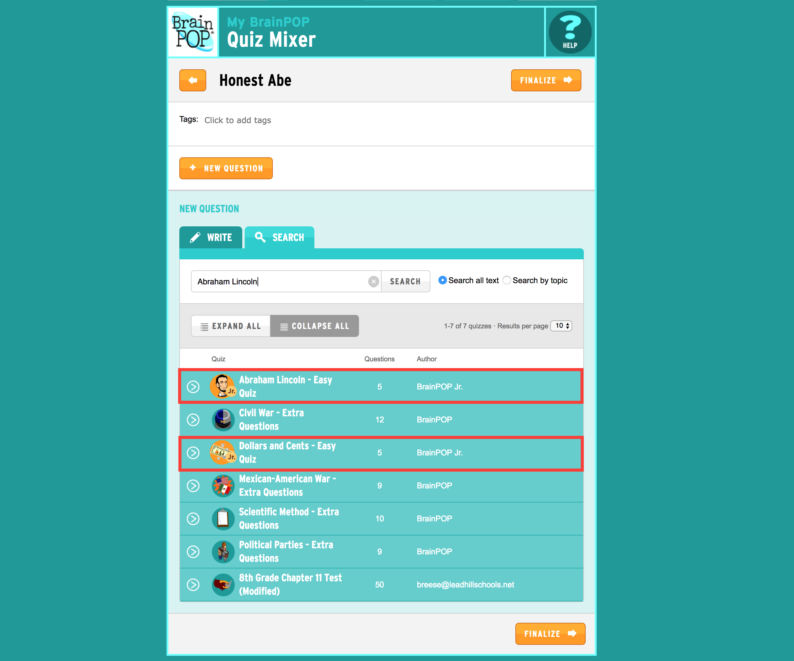 Quiz Mixer Now Available for BrainPOP Jr.!