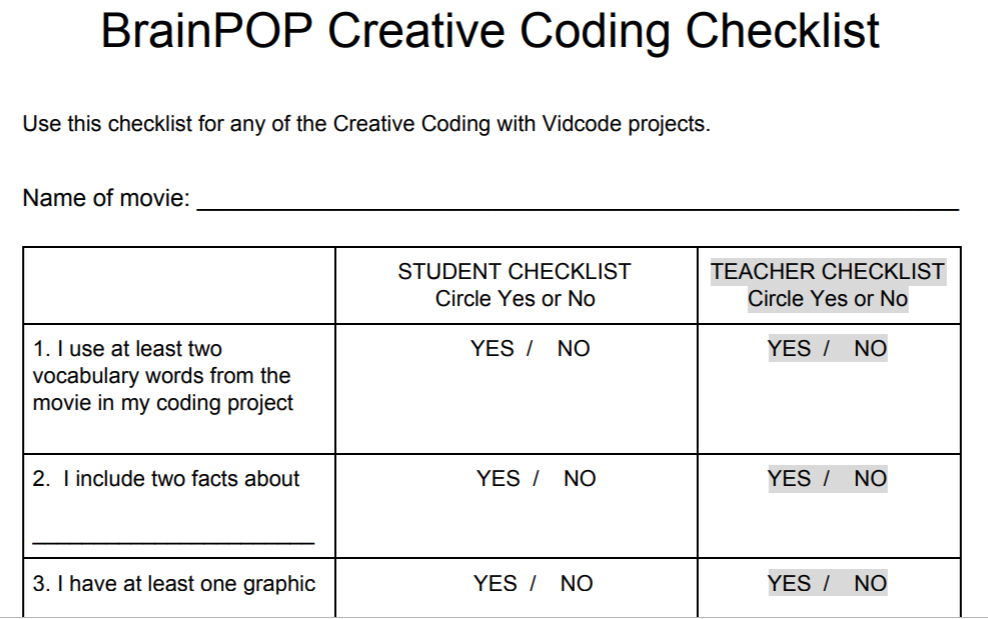 Creative Coding Checklist
