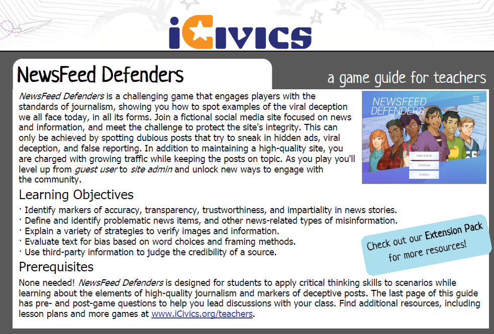 NewsFeed Defenders Game Guide