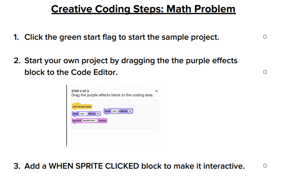 Creative Coding Steps: Math Problem